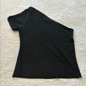 Olive & Oak Black suede one shoulder Top